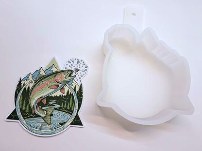 Vintage Fly Fishing Rainbow Trout Cardstock Silicone Mold, Aroma Bead Molds, Premium Cardstock Images