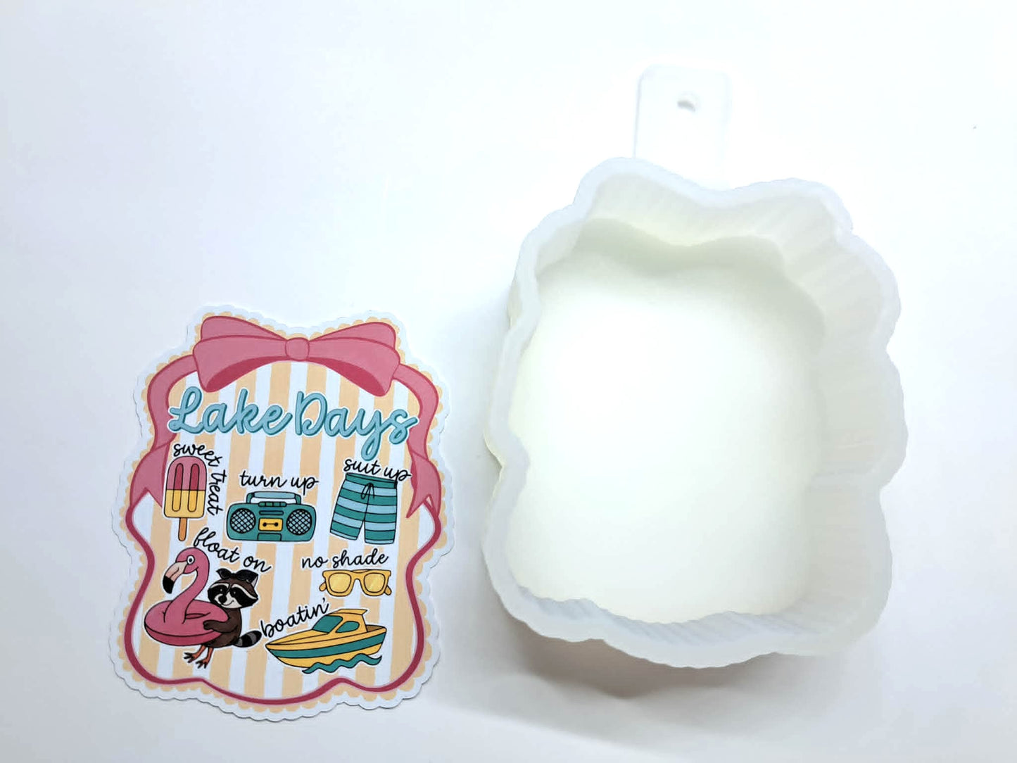 Lake Days Coquette Bow Frame Cardstock Silicone Mold, Aroma Bead Molds, Car Freshies, Premium Cardstock Images