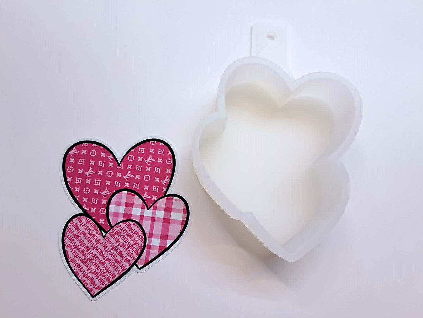 LV Hearts Cardstock Silicone Mold, Aroma Bead, Car Fresh Mold, Premium Cardstock Images