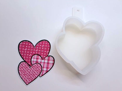 LV Hearts Cardstock Silicone Mold, Aroma Bead, Car Fresh Mold, Premium Cardstock Images