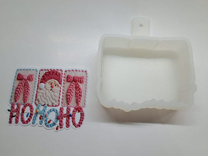 Faux Yarn Santa Ho Ho Ho Cardstock Silicone Mold, Aroma Bead Molds, Car Freshies, Premium Cardstock Images
