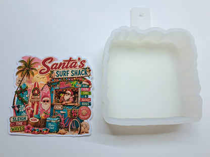Santa's Surf Shack Summer Beach Cardstock Silicone Mold, Aroma Bead Molds, Premium Cardstock Images