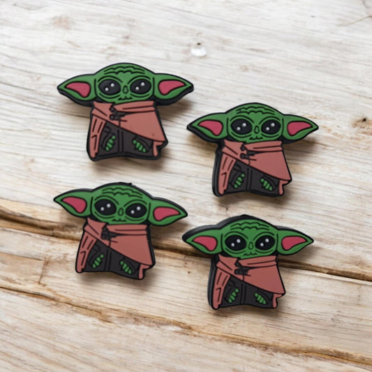 Baby Yoda in Brown Cape Silicone Focal Bead