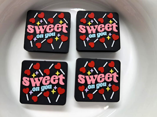Sweet On You - Red Heart Lollipops Silicone Focal Bead