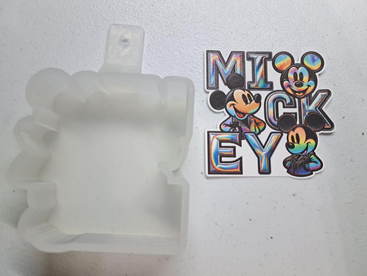 Mickey Mouse Holographic Cardstock Silicone Mold, Aroma Bead Molds, Car Freshies, Premium Cardstock Images