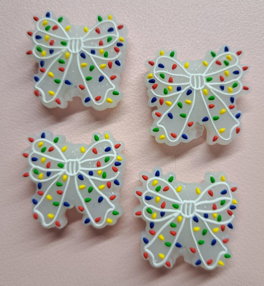 Christmas Coquette Bow with Lights Silicone Focal Bead