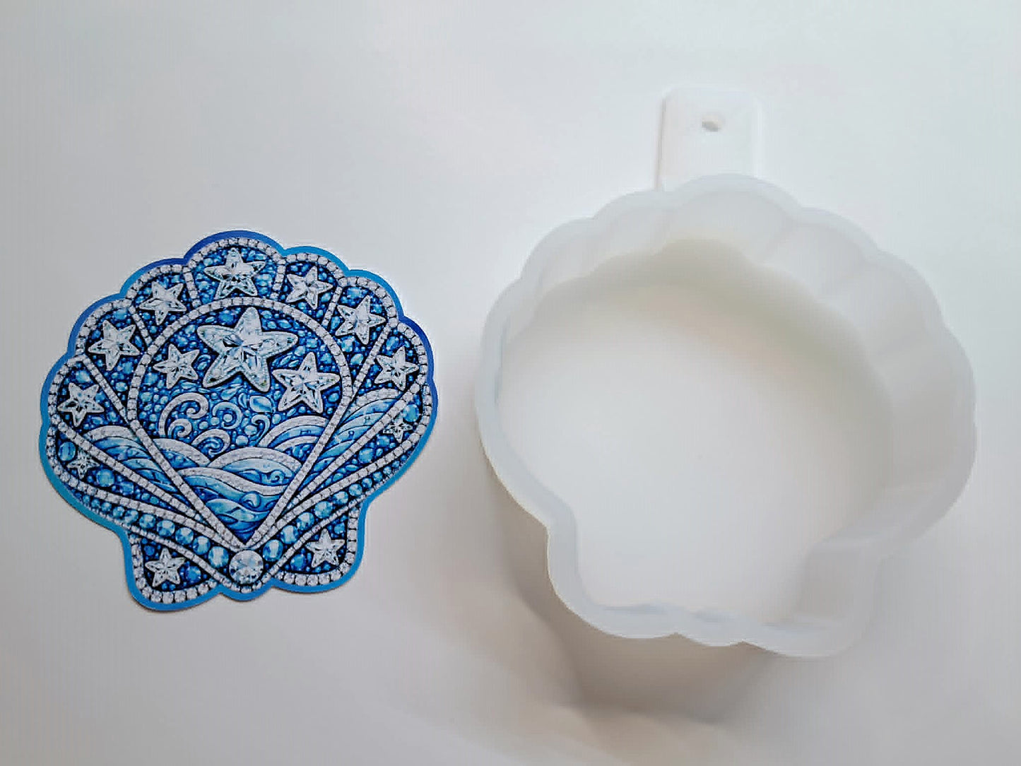 Rhinestone Blue Coastal Seashell Cardstock Silicone Mold, Aroma Bead Molds, Premium Cardstock Images