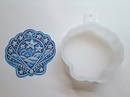 Rhinestone Blue Coastal Seashell Cardstock Silicone Mold, Aroma Bead Molds, Premium Cardstock Images