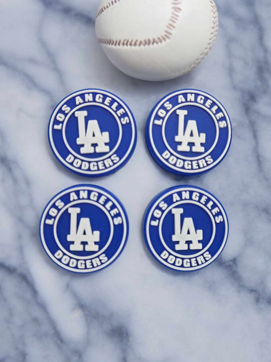 LA Dodgers - Blue Round Silicone Focal Bead - 0862