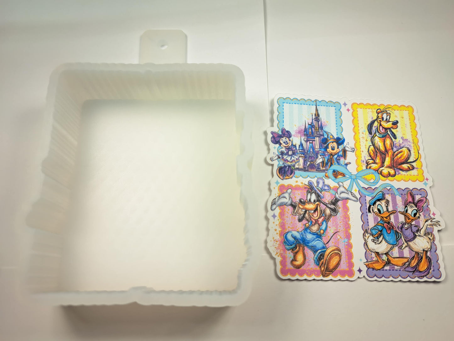 Mickey and Friends Frames Blue Bow Cardstock Silicone Mold, Aroma Bead Molds, Premium Cardstock Images
