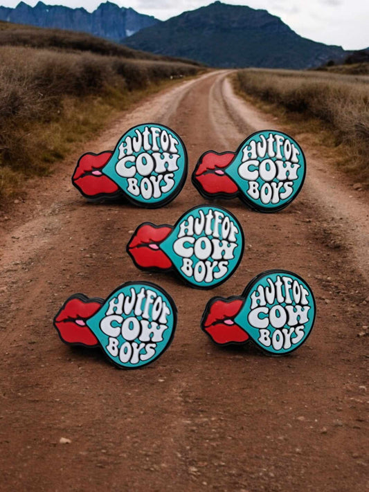 Red Lips: Hot for Cowboys Blue Bubble Silicone Focal Bead - 0888