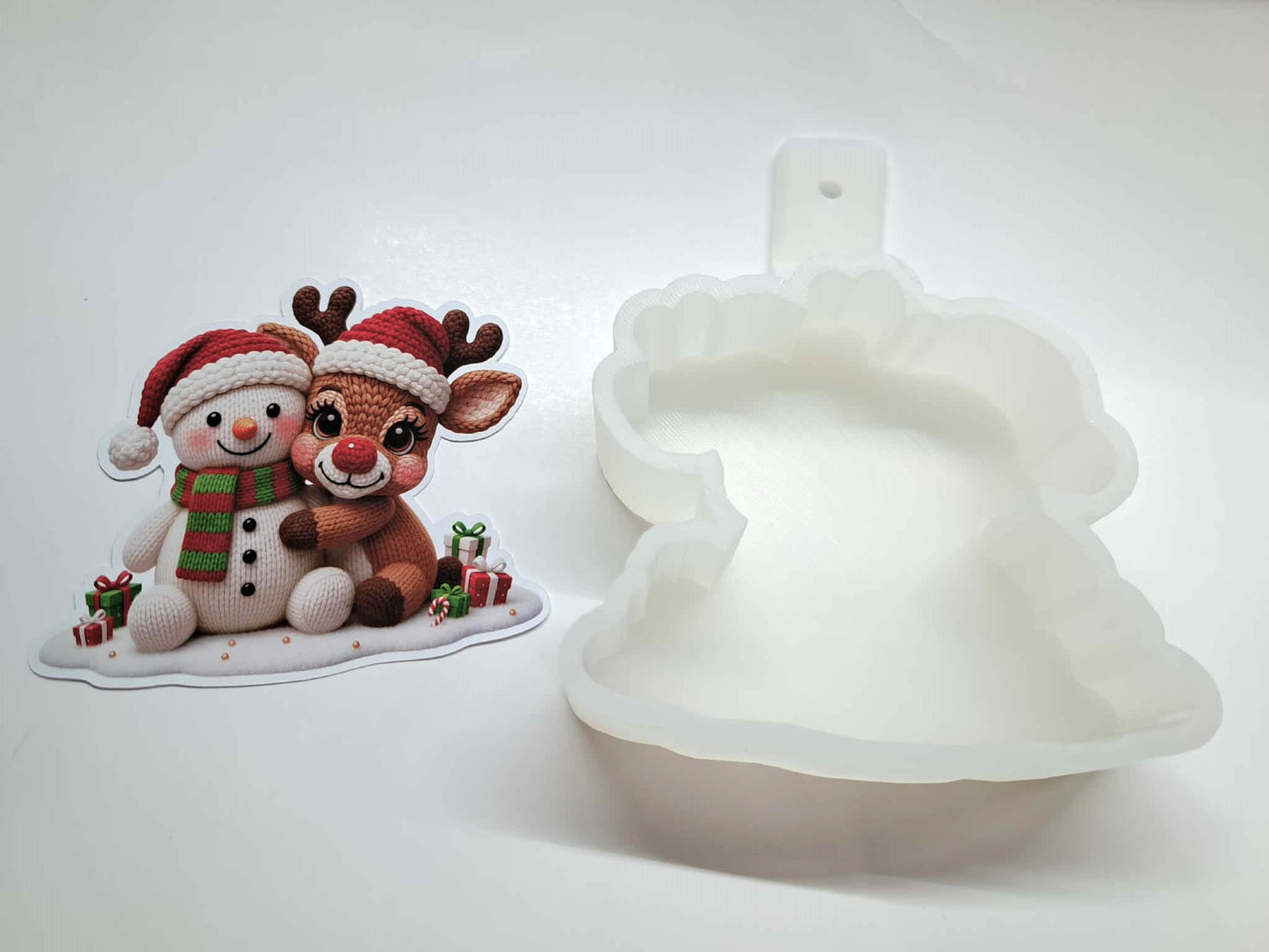 Crochet Style Snowman & Reindeer Cardstock Silicone Mold, Aroma Bead Molds, Car Freshies, Premium Cardstock Images