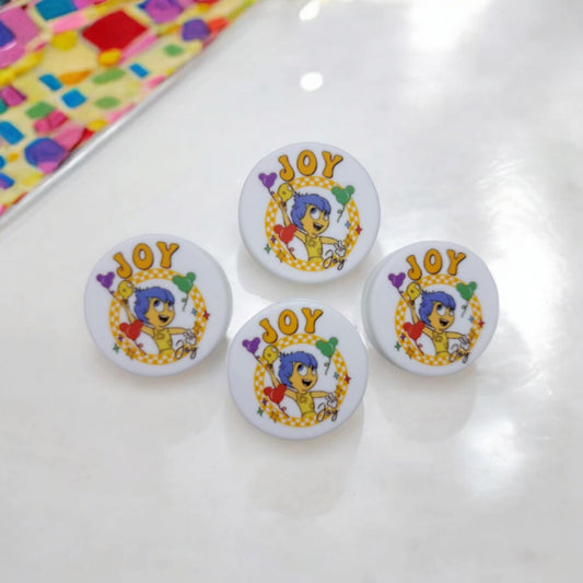 Inside Out: Joy on White Round - Movie Inspired Silicone Focal Bead