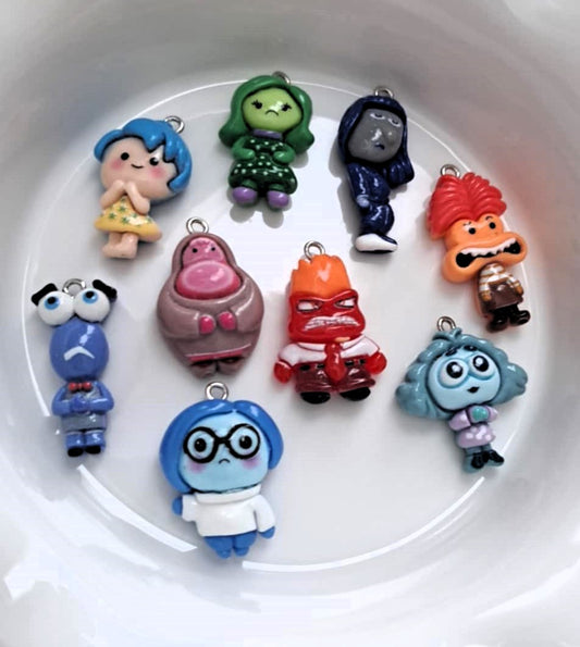 Inside Out Characters: Flat Back Resin Charm with eye hook - 4001