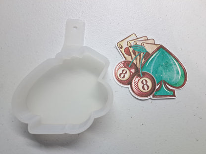 Lucky Spade Eight Ball Cherries & Ace of Hearts Cardstock Silicone Mold, Aroma Bead Molds, Car Freshies, Premium Cardstock Images