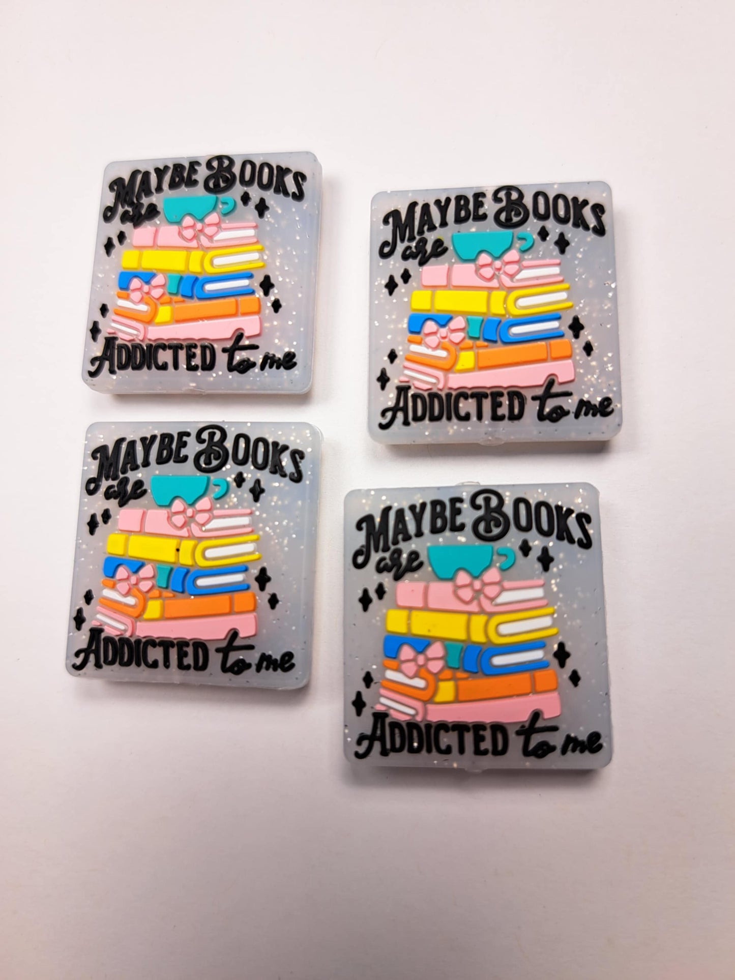 Maybe Books are Addicted To Me Silicone Focal Bead