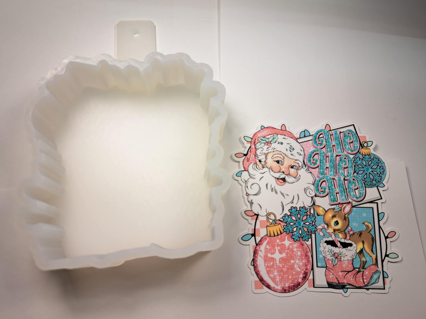 Pink Ho Ho Ho Santa Cardstock Silicone Mold, Aroma Bead Molds