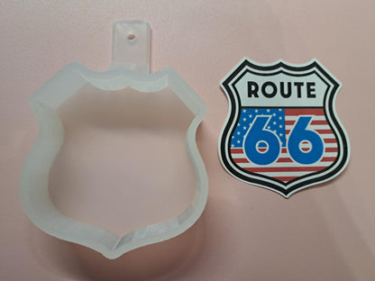 Route 66 Sign Cardstock Silicone Mold, Aroma Bead Molds, Car Freshie Mold, Premium Cardstock Images