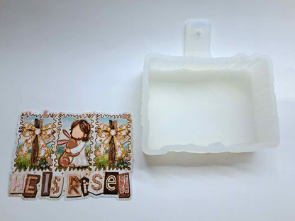 He is Risen Easter Frames Cardstock Silicone Mold, Aroma Bead Molds, Premium Cardstock Images
