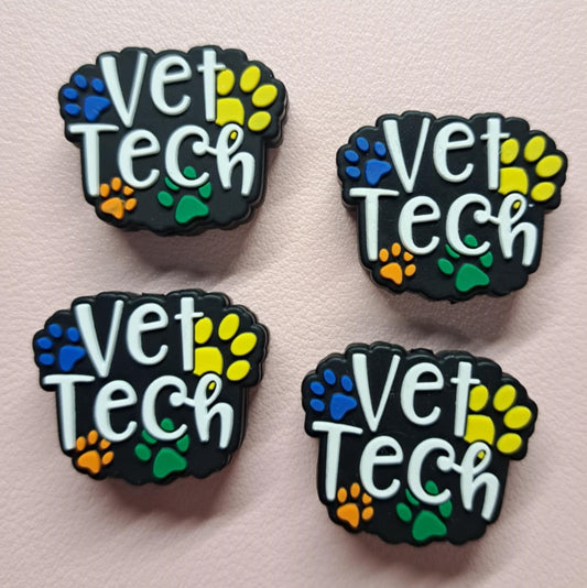 Vet Tech with Paw Prints Silicone Focal Bead