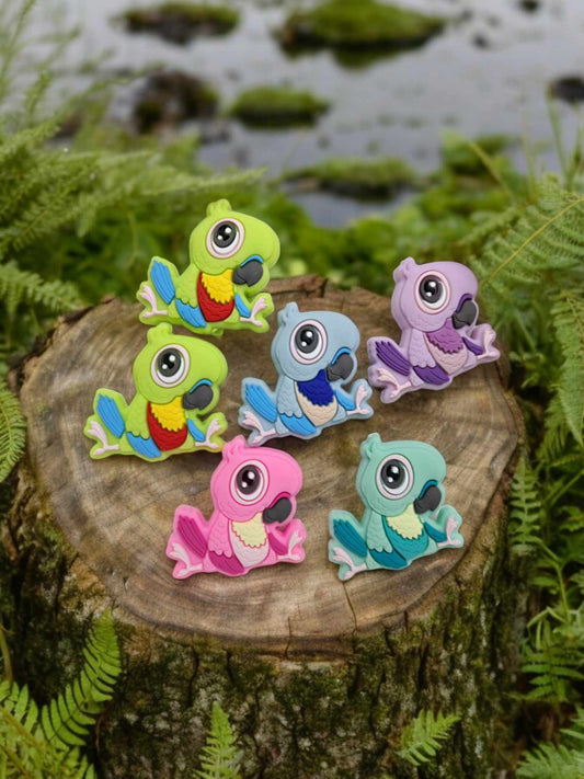 Parrot Sitting Full Body Silicone Focal Bead - 0865