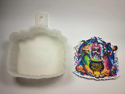 Halloween Witches Girls Night Cardstock Silicone Mold, Aroma Bead Molds, Premium Cardstock Images