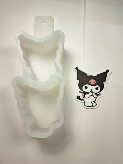 VENT CLIP SIZE: Kuromi - Hello Kitty Two Cavity Small Cardstock Silicone Mold, Aroma Bead Molds, Freshies, Freshener Mold, Premium Cardstock Images