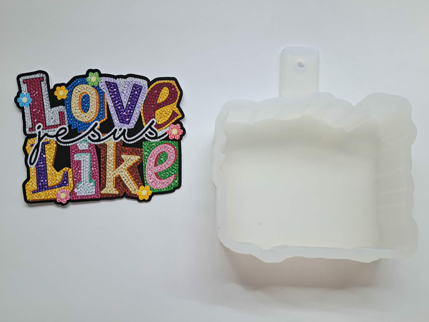 Rhinestone Love Like Jesus Cardstock Silicone Mold, Aroma Bead Molds, Premium Cardstock Images