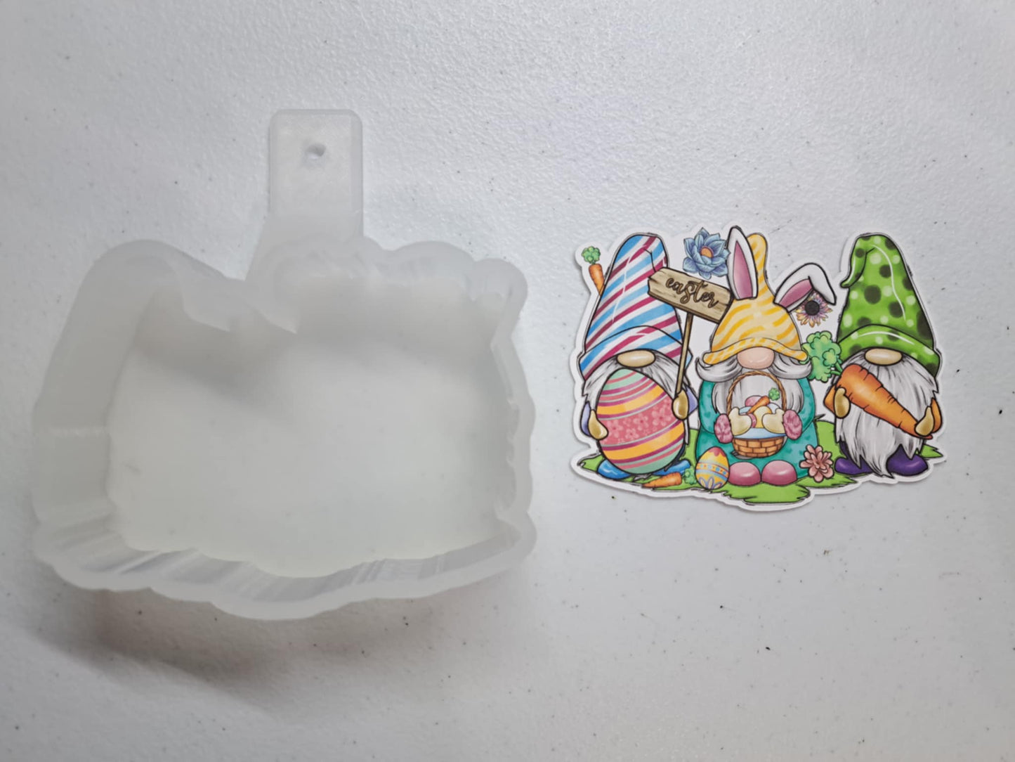 Easter Gnomes with Egg, Basket, Carrot & Flowers Cardstock Silicone Mold, Aroma Bead Molds, Premium Cardstock Images