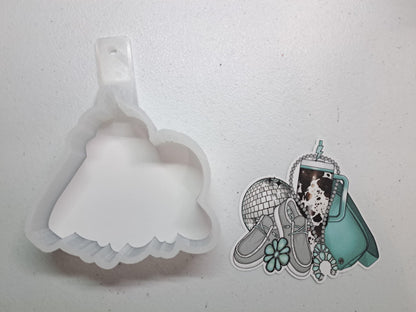 Shopping Gear Teal & Turquoise, Disco Ball, Cup, Hey Dudes Cardstock Silicone Mold, Aroma Bead Molds, Premium Cardstock Images