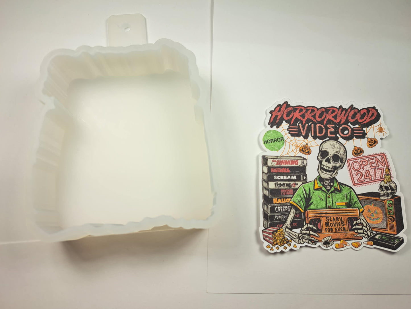 Horrorwood Video Cardstock Silicone Mold, Aroma Bead Molds, Premium Cardstock Images