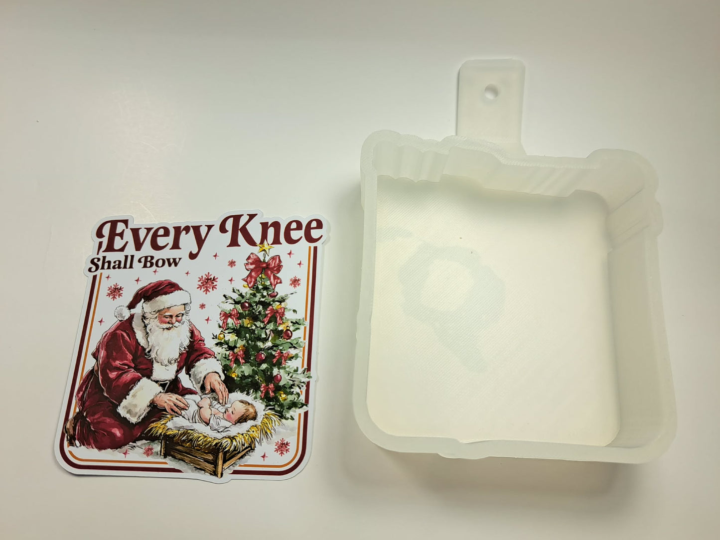 Every Knee Shall Bow Santa Cardstock Silicone Mold, Aroma Bead Molds, Premium Cardstock Images