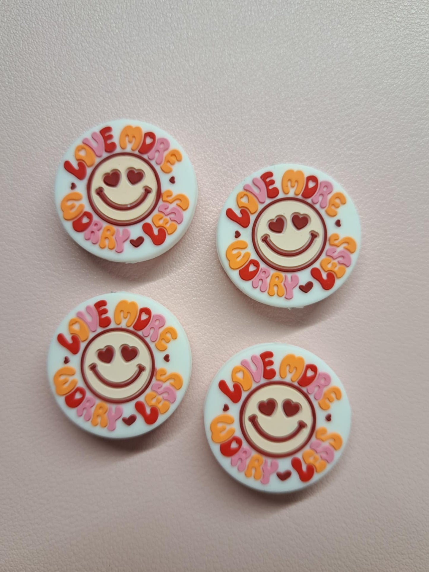 Love More Worry Less: Smiley Face Silicone Focal Bead