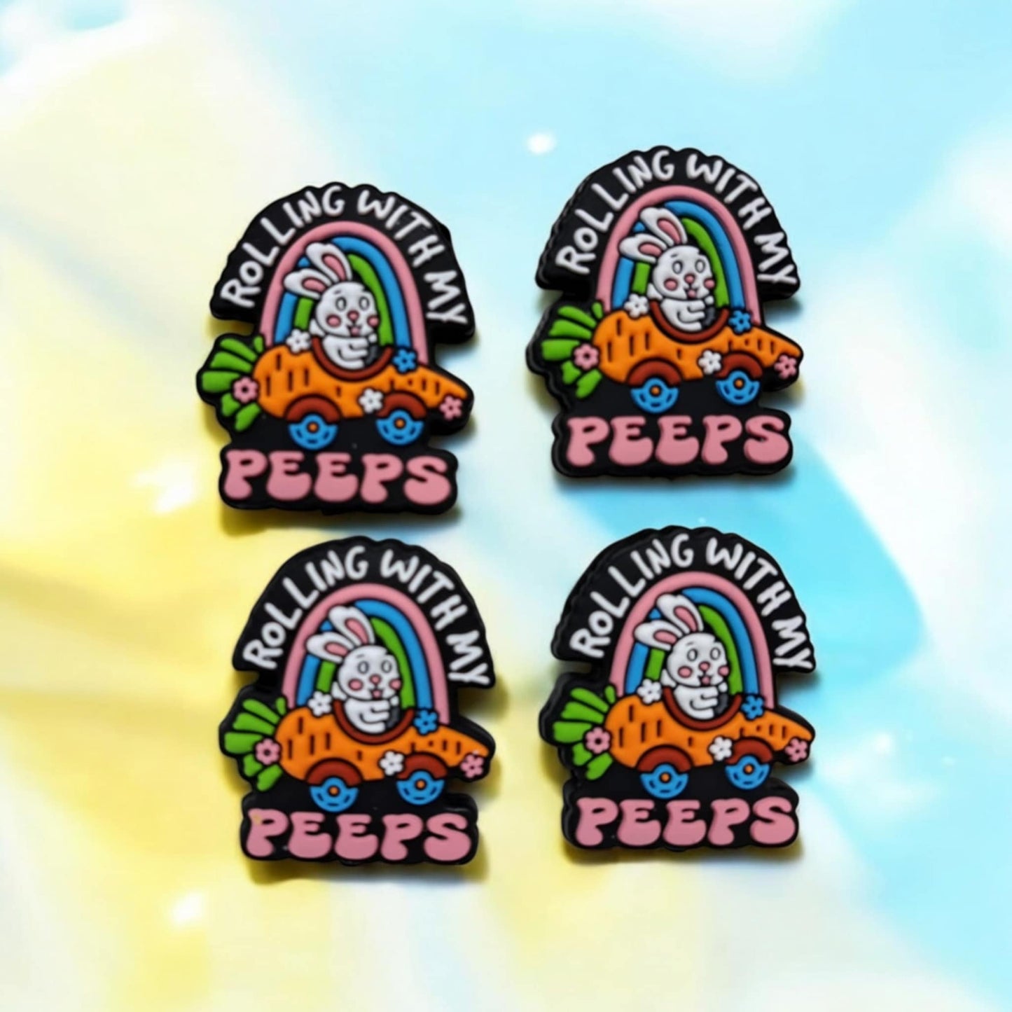 Rolling With My Peeps: Carrot Car With Bunny Rabbit Silicone Focal Bead