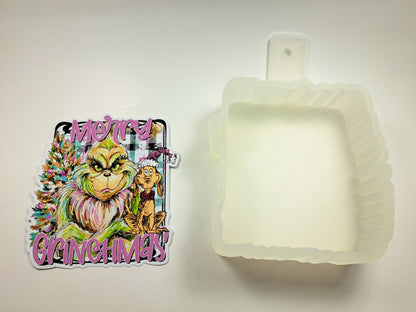Merry Grinchmas: Mean One with Max Cardstock Silicone Mold, Aroma Bead Molds, Car Freshies, Premium Cardstock Images