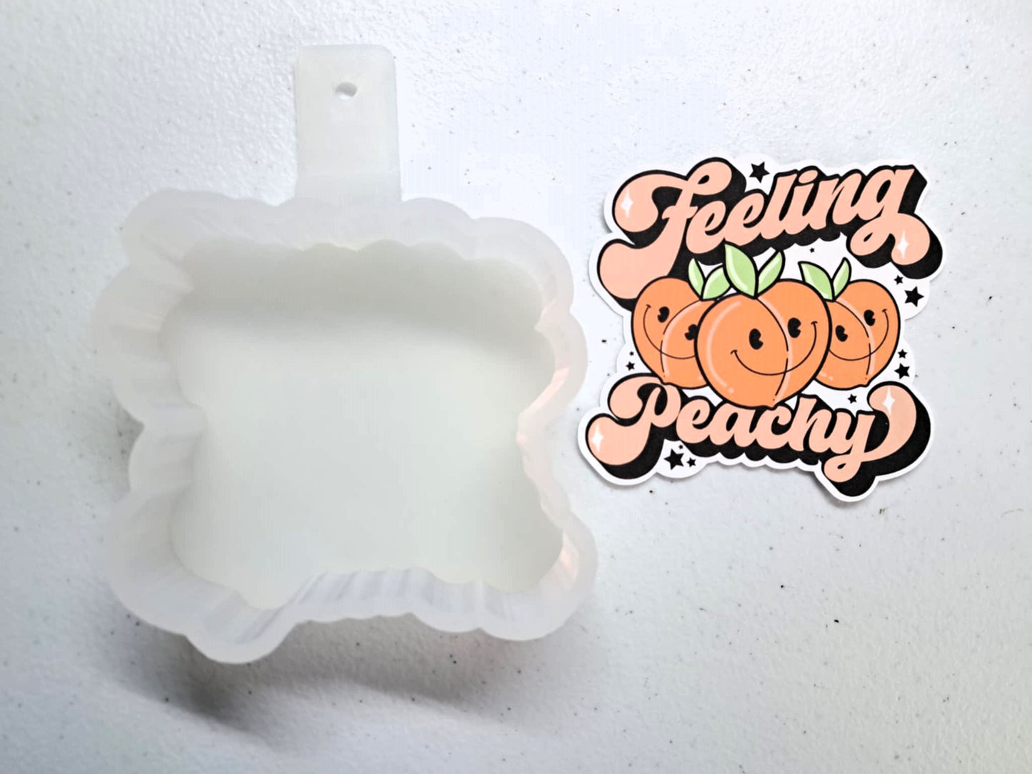 Feeling Peachy Retro Cardstock Silicone Mold, Aroma Bead Molds, Car Freshies, Premium Cardstock Images