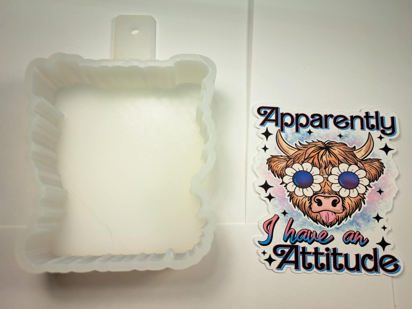 Apparently I Have An Attitude Highland Cow Cardstock Silicone Mold, Aroma Bead Molds, Premium Cardstock Images