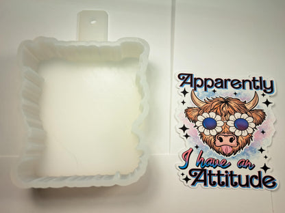 Apparently I Have An Attitude Highland Cow Cardstock Silicone Mold, Aroma Bead Molds, Premium Cardstock Images