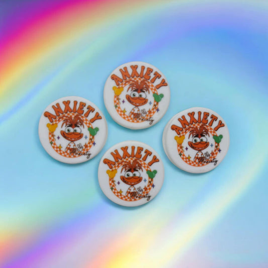 Inside Out: Anxiety on White Round - Movie Inspired Silicone Focal Bead