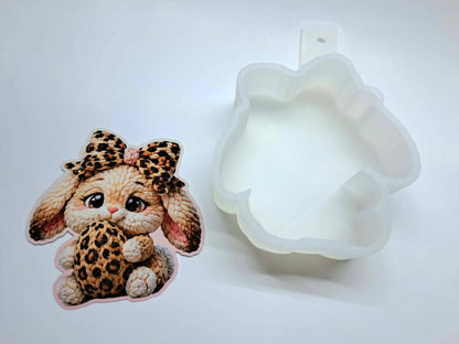 Leopard Print Easter Bunny Cardstock Silicone Mold, Aroma Bead Molds, Premium Cardstock Images