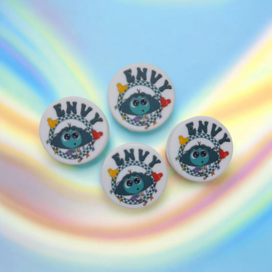 Inside Out: Envy on White Round - Movie Inspired Silicone Focal Bead