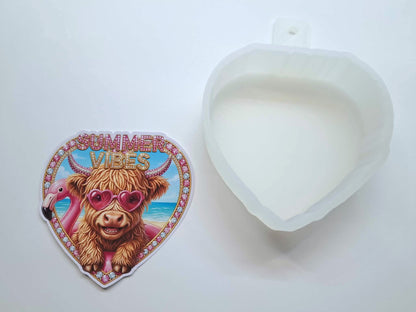 Summer Vibes Highland Cow Cardstock Silicone Mold, Aroma Bead Molds, Premium Cardstock Images
