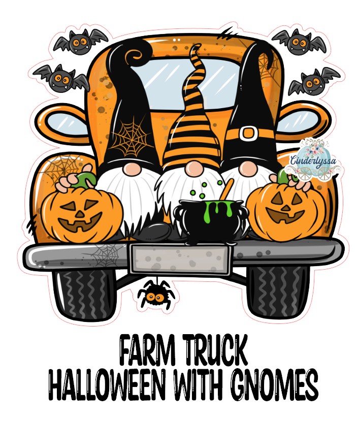 Farm Truck with Gnomes, Pumpkins, Bats Halloween Cardstock Silicone Mold, Aroma Bead Molds, Premium Cardstock Images