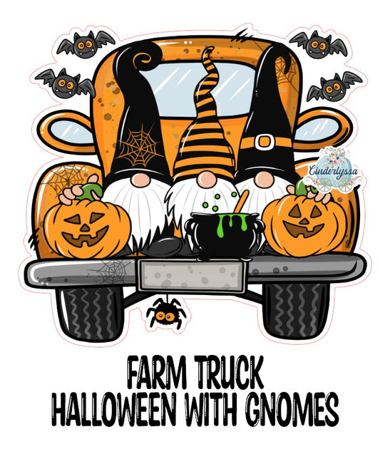 Farm Truck with Gnomes, Pumpkins, Bats Halloween Cardstock Silicone Mold, Aroma Bead Molds, Premium Cardstock Images