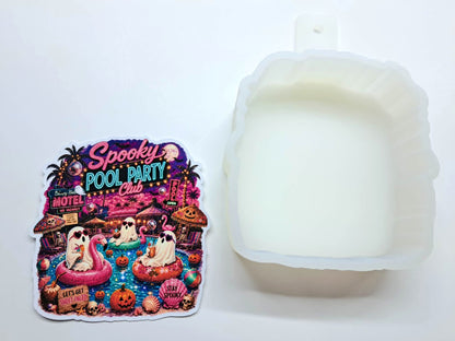 Spooky Pool Party Club Summerween Ghosts Cardstock Silicone Mold, Aroma Bead Molds, Premium Cardstock Images