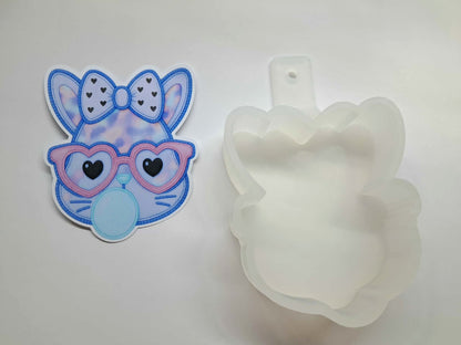 Bunny With Bow Bubblegum & Heart Glasses Cardstock Silicone Mold, Aroma Bead Molds, Premium Cardstock Images