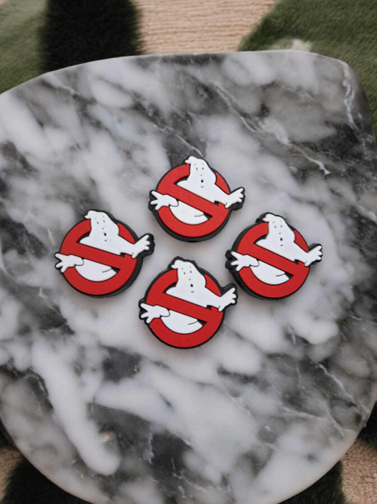 Ghostbusters Logo: Red with White Ghost Silicone Focal Bead - 0980