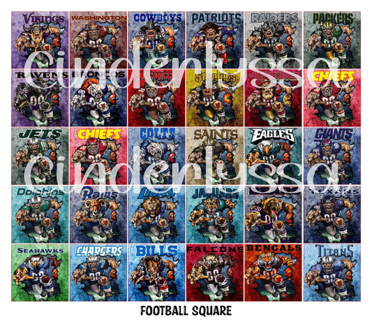 2.5 inch Square Football Cardstock Only for freshies - NO MOLD: Cardstock Silicone Mold, Premium Cardstock Images
