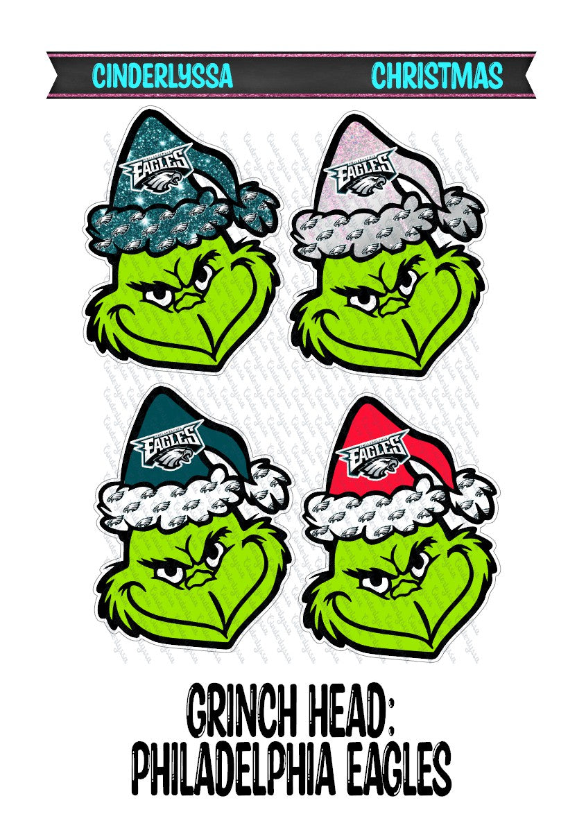 Christmas: Grinch Mean One With Philadelphia Eagles Santa Hat Cardstock Silicone Mold, Aroma Bead Molds