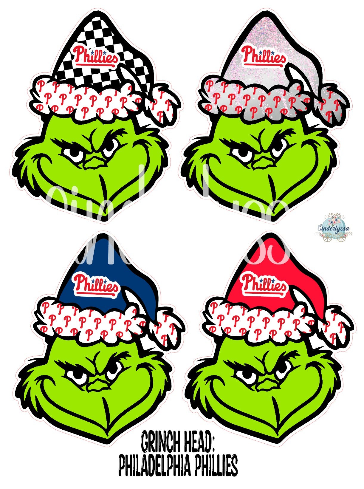 Christmas: Grinch Mean One With Philadelphia Phillies Santa Hat Cardstock Silicone Mold, Aroma Bead Molds